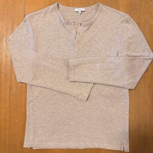 Reiss Men's Oatmeal Light Brown Henley Shirt